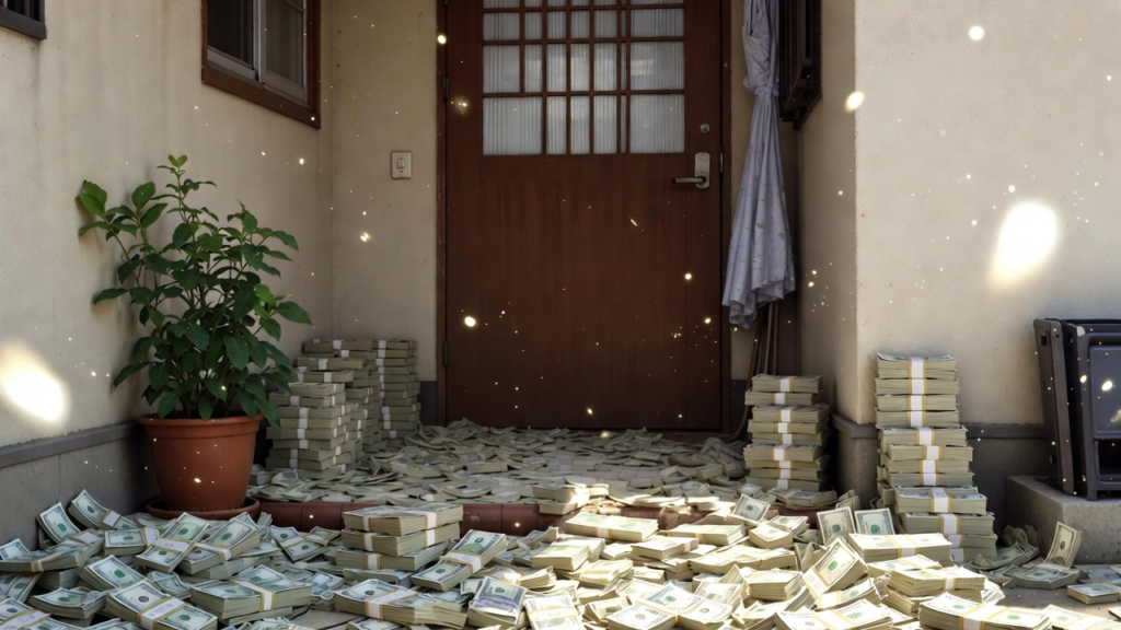 札束でいっぱいの玄関