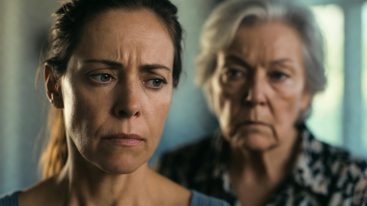 毒親に睨まれる女性