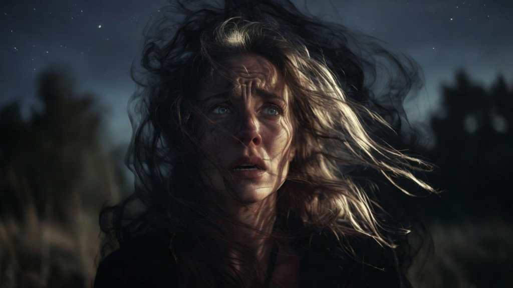 邪気に苛まれて狼狽している女性