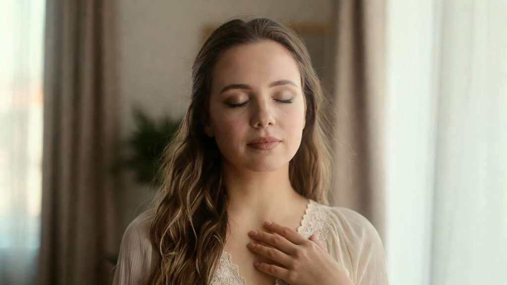 アファメーションでリラックスする女性