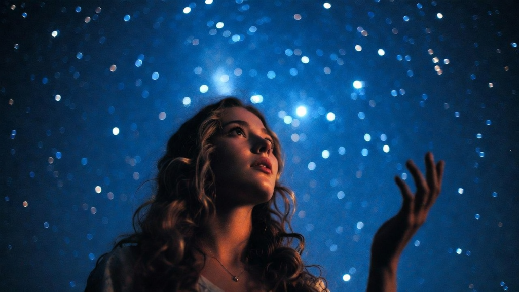 星空のフォースを感じている女性