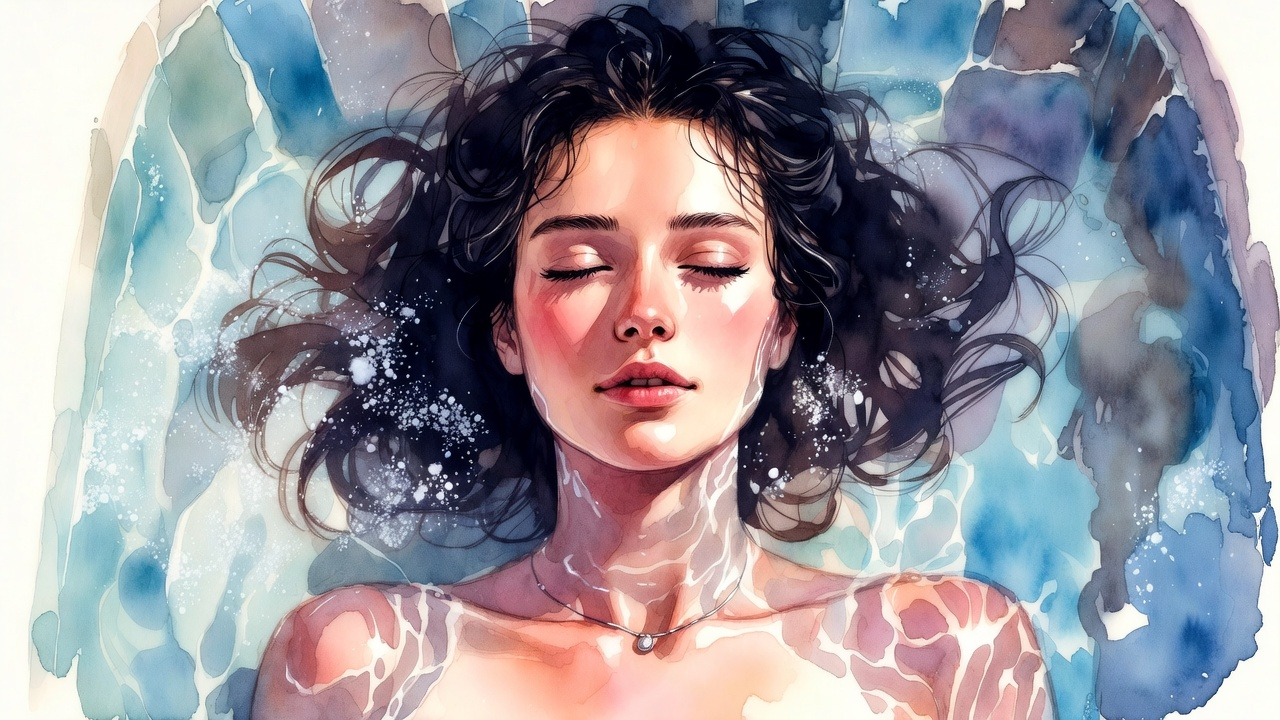 塩風呂で浄化される女性