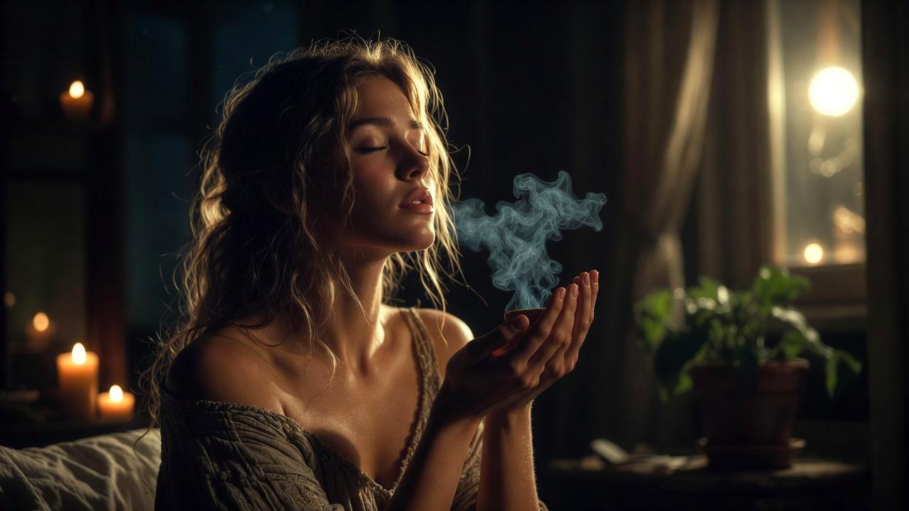 アロマやヒーリンググッズで空間を整えている癒しのイメージ