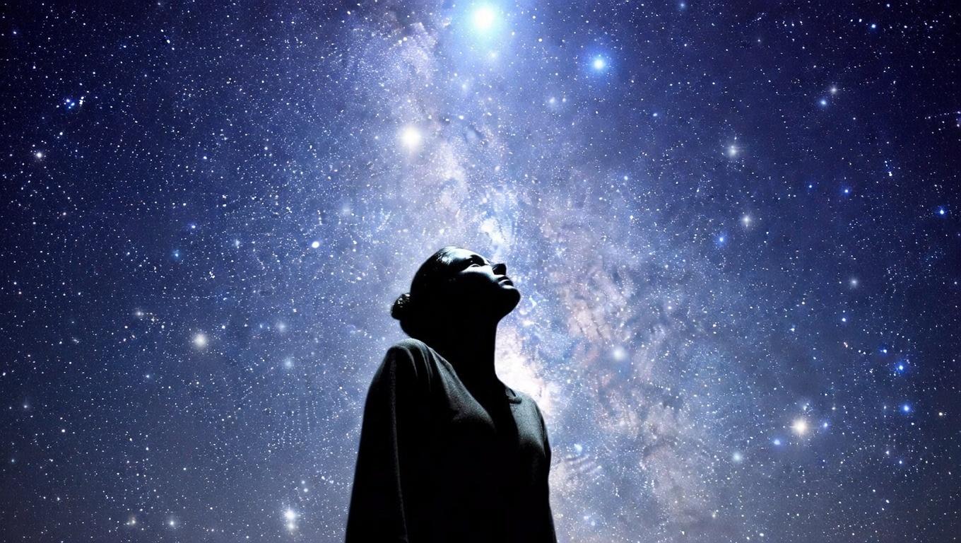 光のエネルギーが高まり二人が引き寄せ合う神秘的な様子