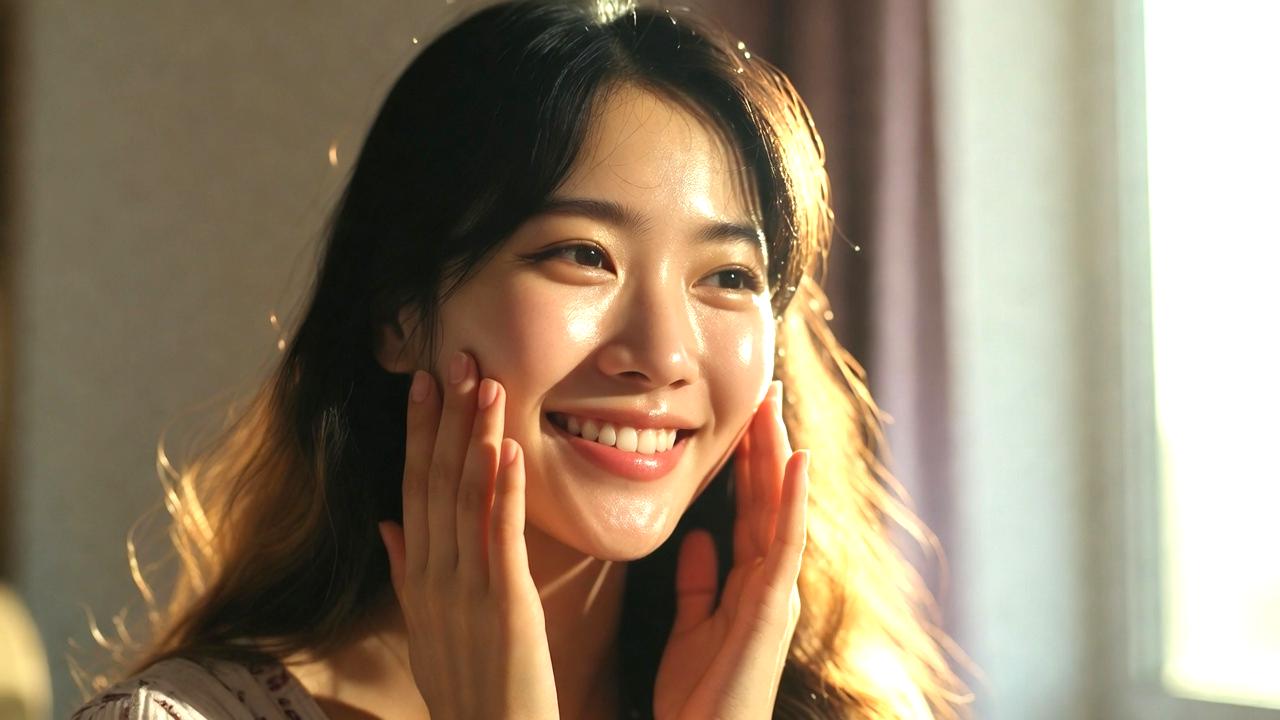 穏やかな表情で未来の豊かさを受け入れる静かな決意の瞬間