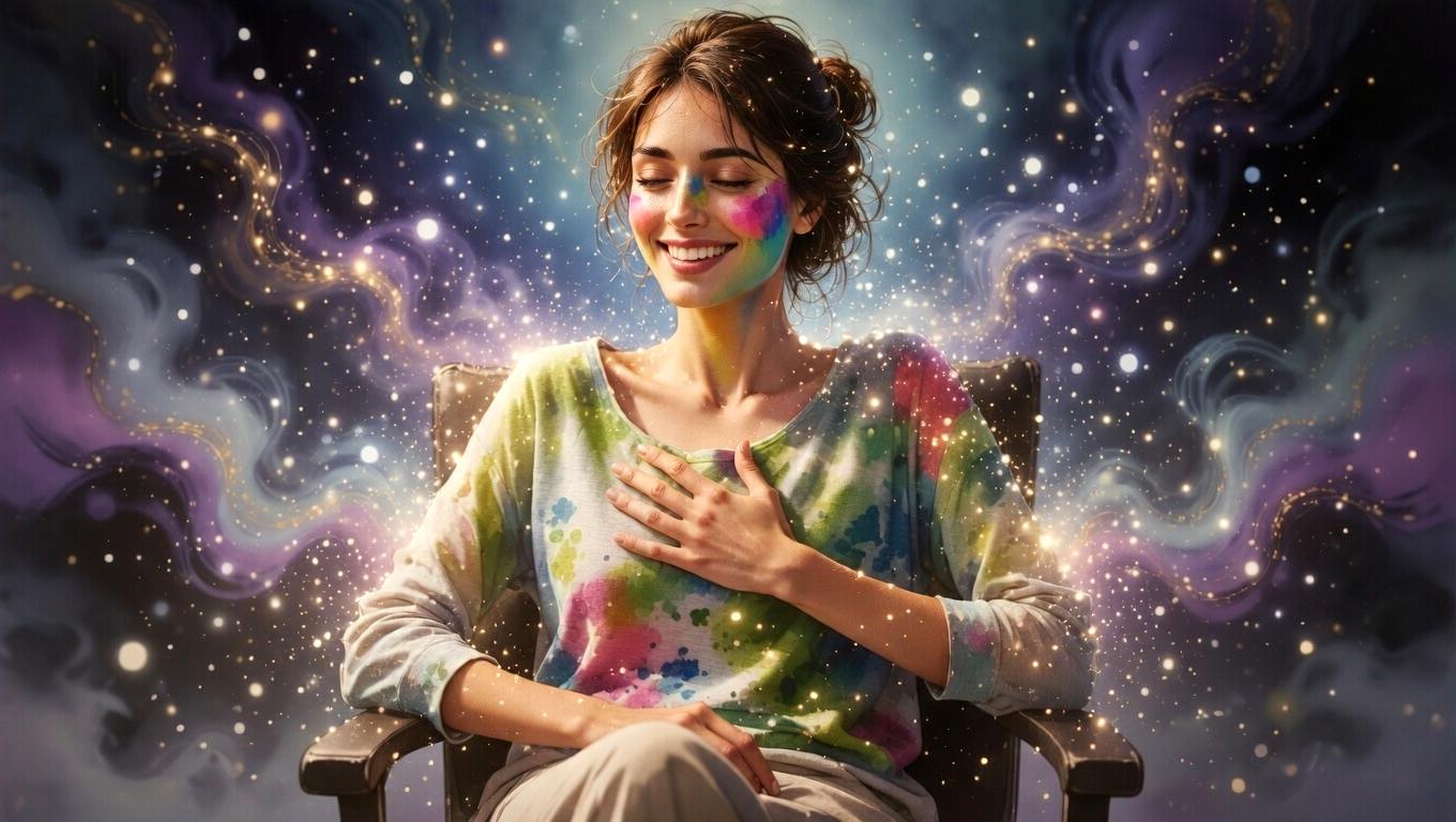 直感やサードアイが開かれているような神秘的な女性の様子