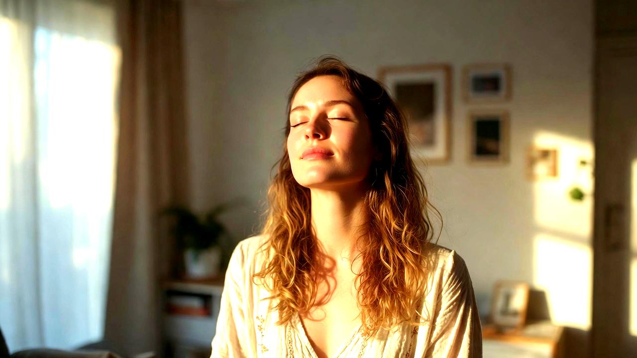 アロマの香りに包まれた空間でリラックスする様子