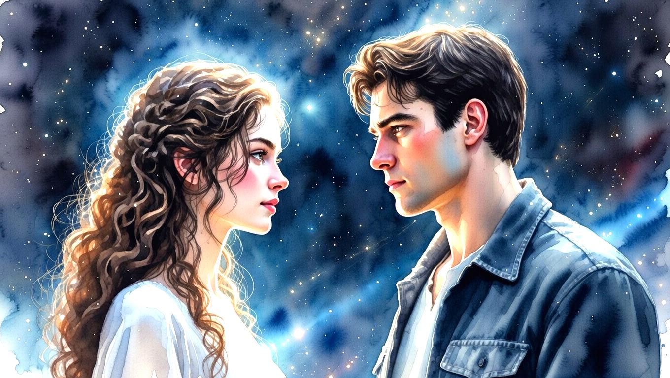 離れていても繋がる二人が試練を乗り越えるイメージ