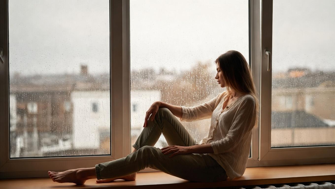 生きづらさを感じる人の内面と潜在意識のブロックを表す静かなイメージ