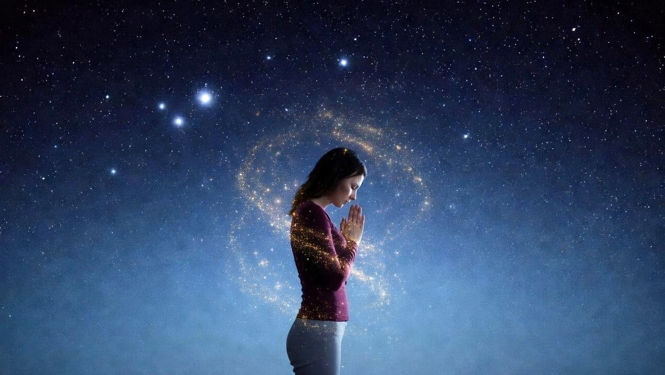 感謝とアファメーションで前向きなエネルギーが広がるイメージ