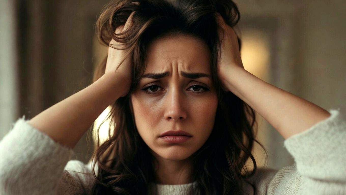 不安や人間関係の悩みを抱えた人物と乱れたエネルギーのイメージ