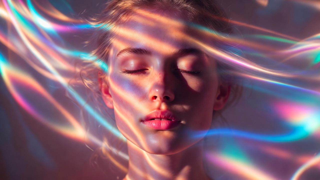 アロマや天然石など心地よい空間でリラックスする様子