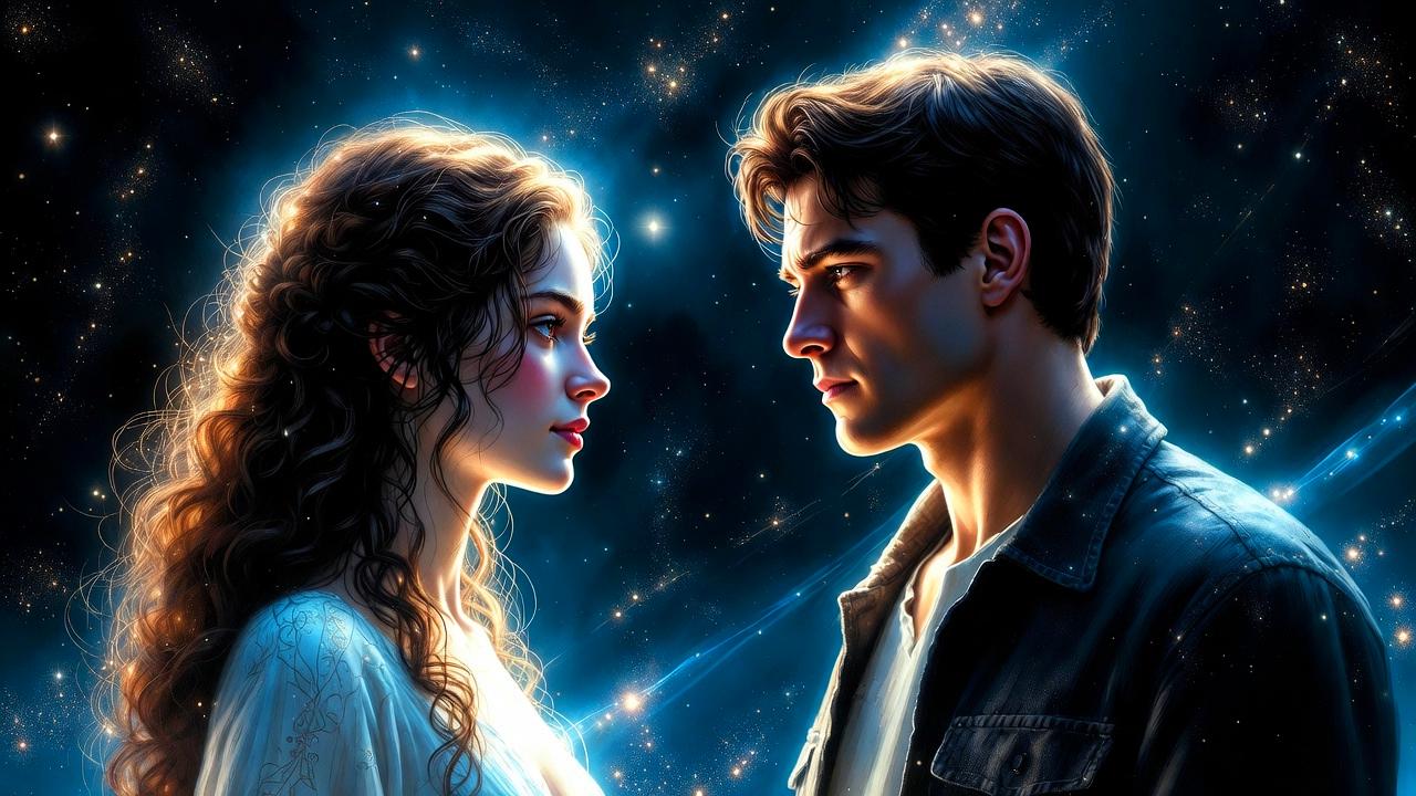 距離を感じる二人の間に見えないエネルギーの壁があるようなイメージ