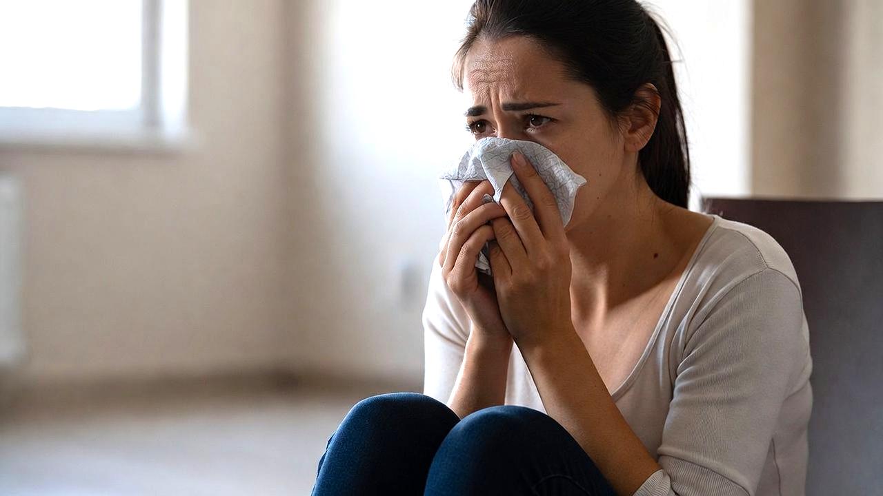窓辺の雨を見つめながら湯船で感情を整える人物