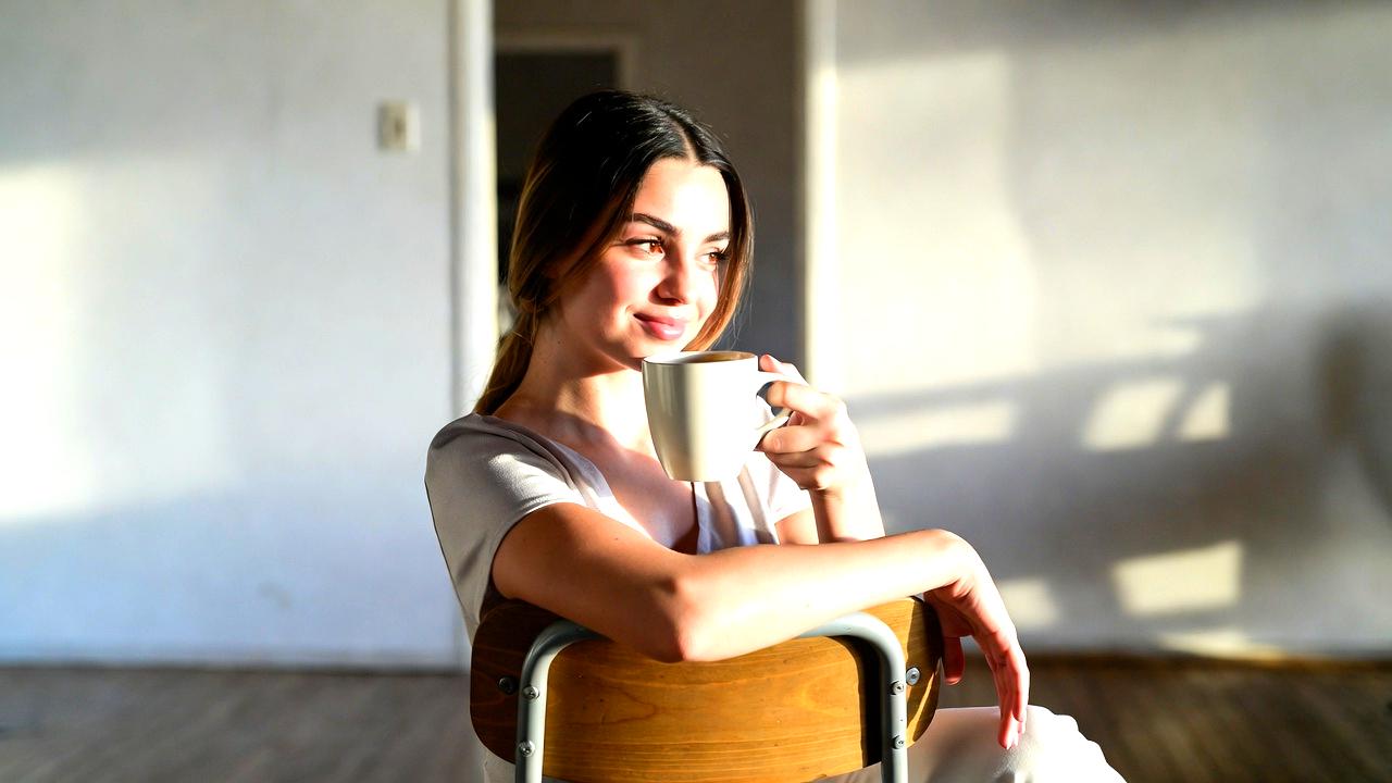 自然の中でリラックスしながら深呼吸する人物のイメージ