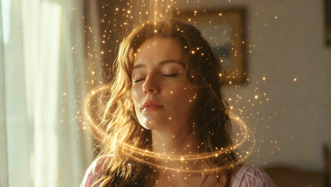 不安を抱えた心が第一チャクラの調整によって癒され、軽やかに解放されていくイメージ