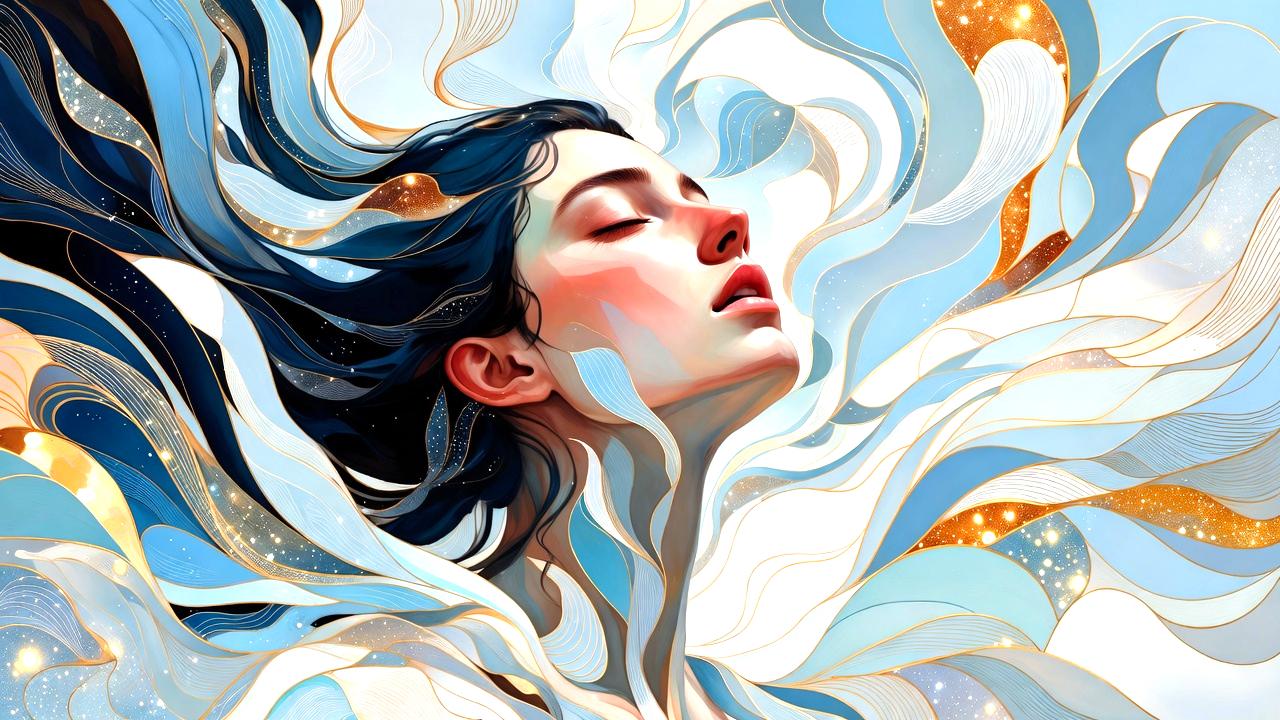 自然の中で深呼吸しエネルギーを整えているリラックスした様子