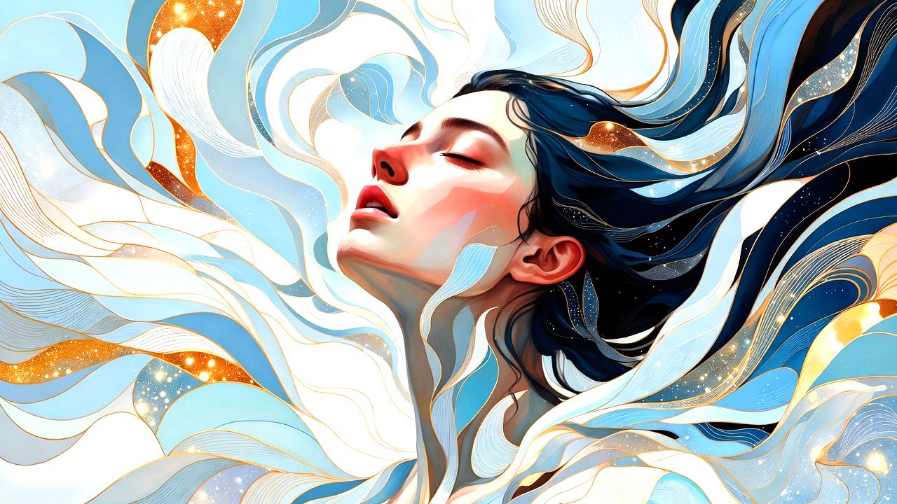 お風呂や自然の中でリラックスしている人物のイメージ