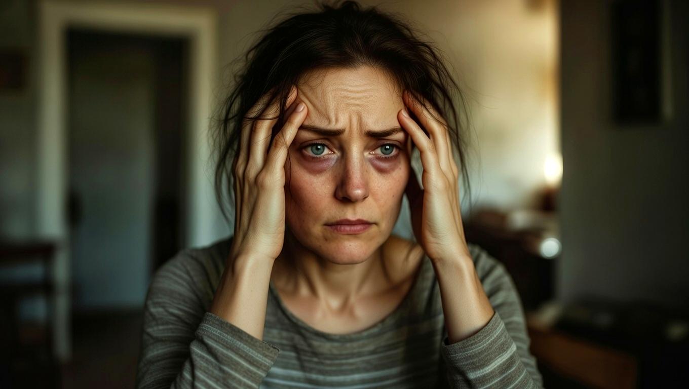 人との距離感に悩み疲れて座り込む人物のイメージ