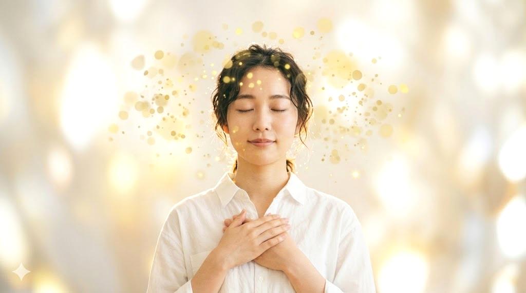 光に向かって前を向く人物の希望に満ちたイメージ