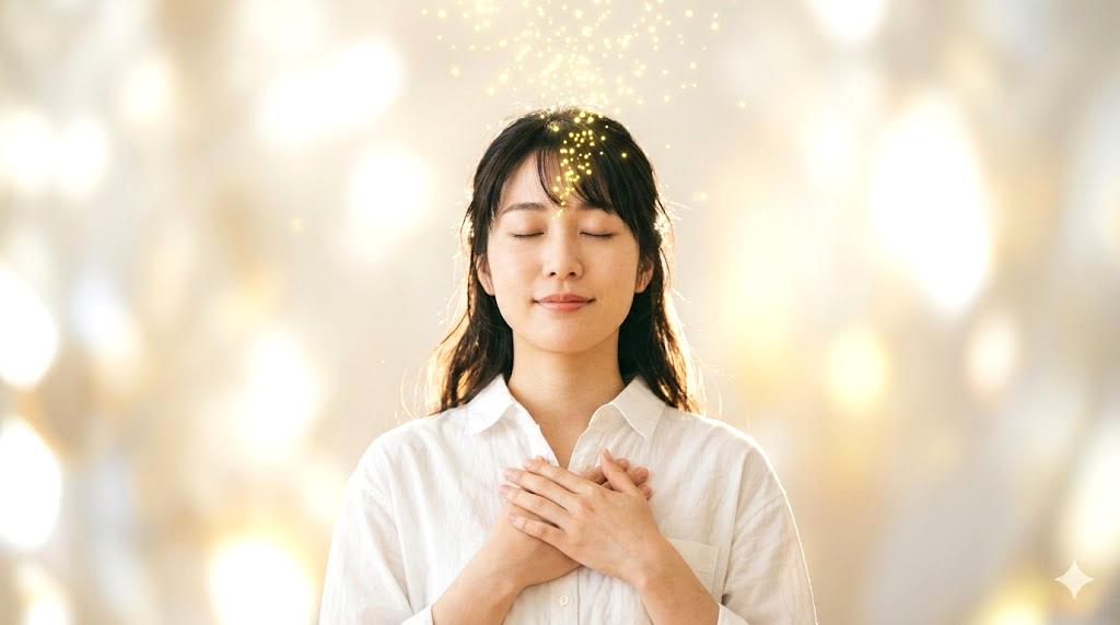 毒親の呪縛を手放し自己肯定感と運気が上昇していく癒しと再生のイメージ