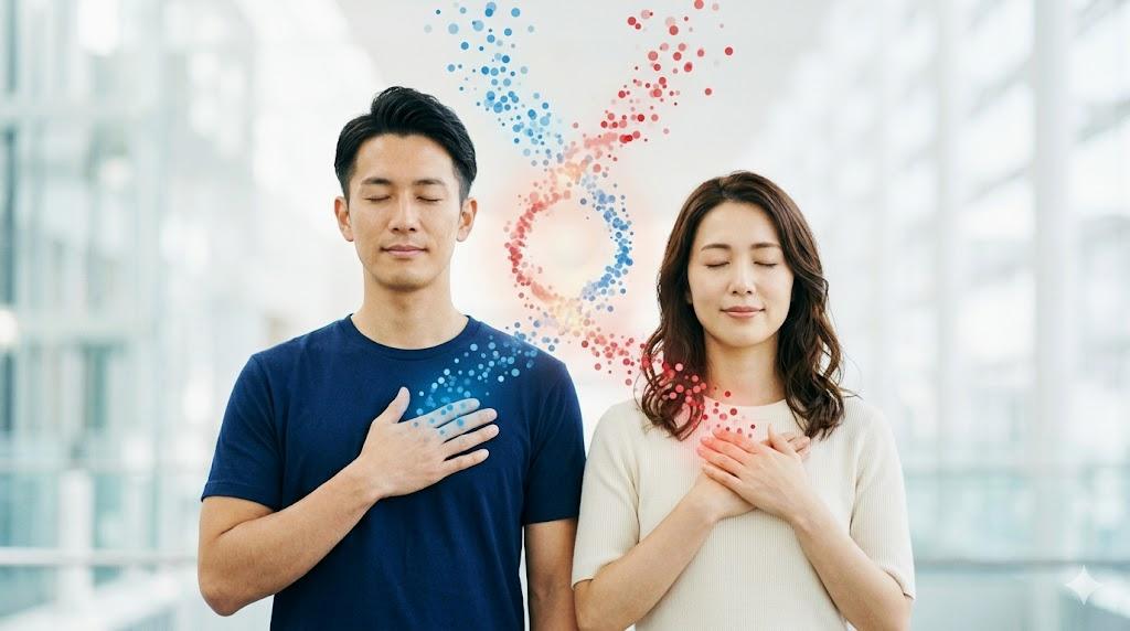 スターシードとツインレイの魂の結びつきを象徴する宇宙的で神秘的なビジュアル