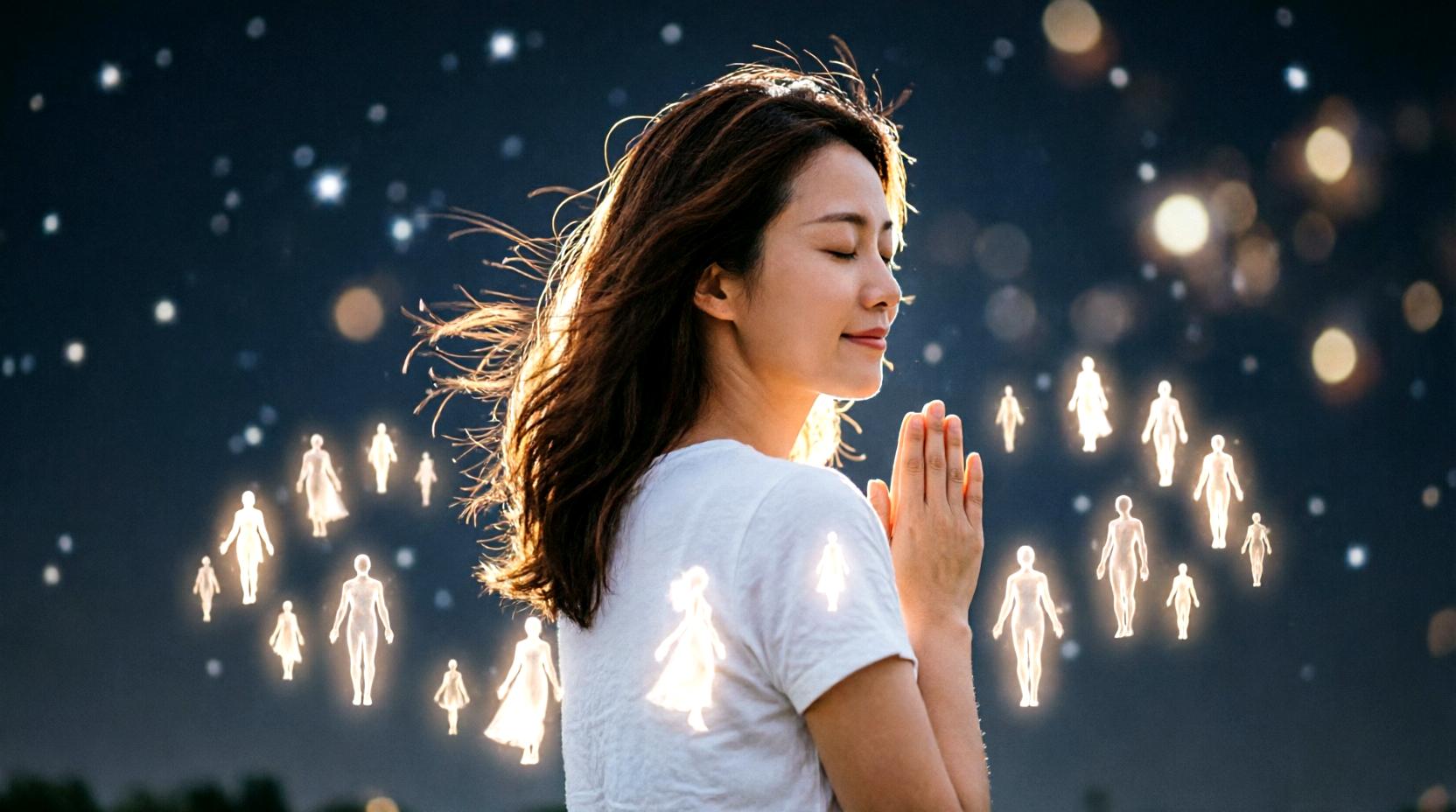 夫婦が穏やかに寄り添い愛とエネルギーを調和させる様子