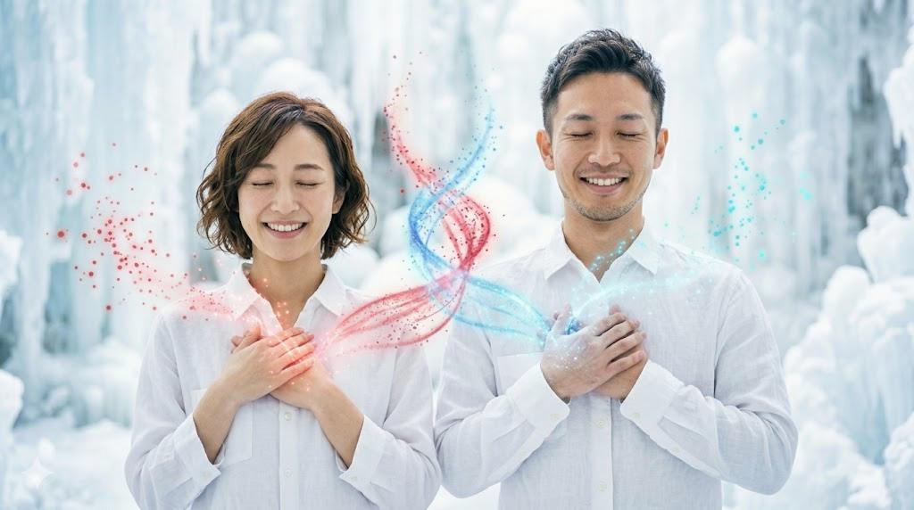 魂の深い結びつきとツインレイ的な関係性を示す神秘的なイメージ