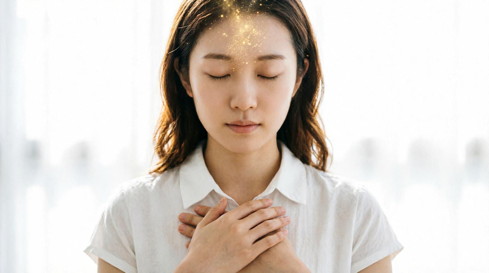 前向きな言葉を発しながら豊かさの流れを感じる人物のイメージ