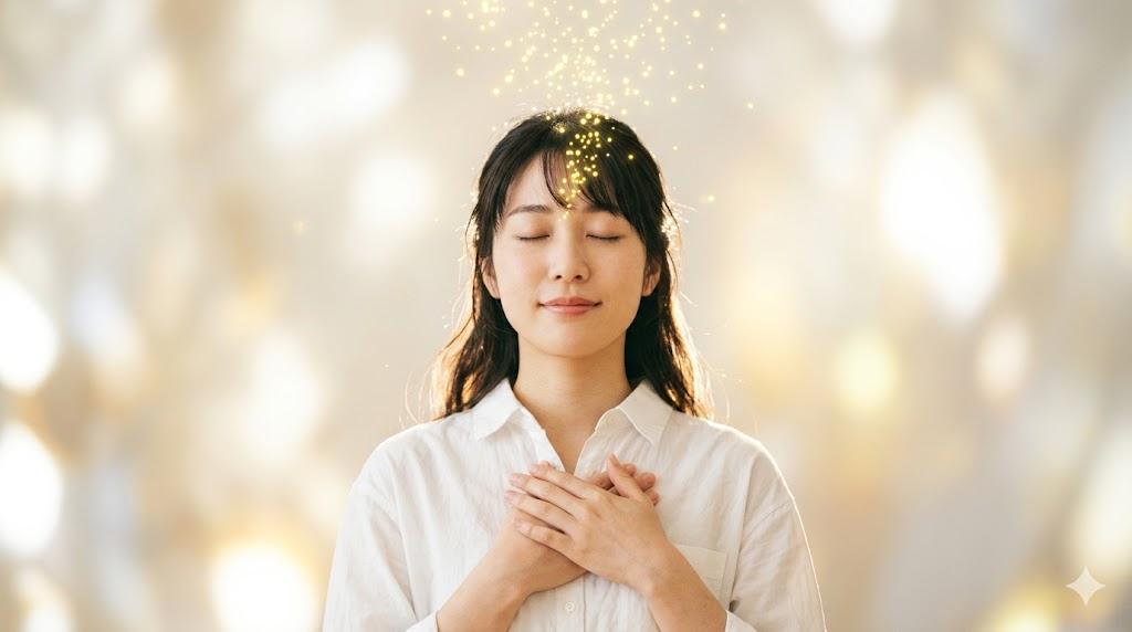 感謝の言葉によって運気が上昇し、暗闇から希望の光へ人生が好転していくイメージ